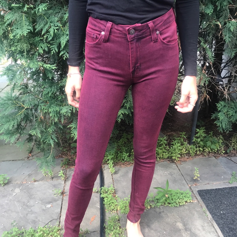 Maroon skinny jeans